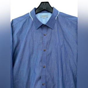 Ted Baker London Button Down Dress Shirt Blue‎ Red Contrast Stitch Size 3XL (7)